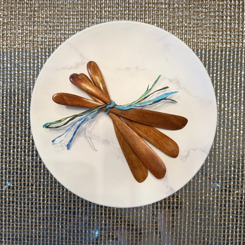 NEW Set of 4 Handcrafted Acacia Wood Spreaders – Luxe Entertaining Essentials